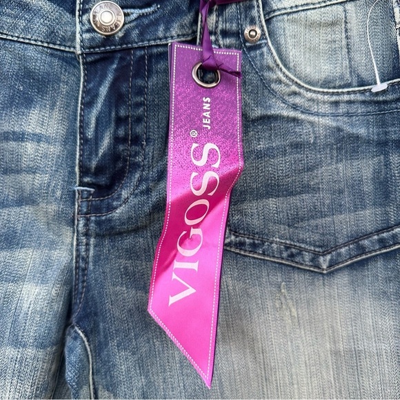 NWT Vigoss Bootcut Jeans Flap Pockets Distressed Medium Wash Y2K Size 3 - Picture 5 of 14